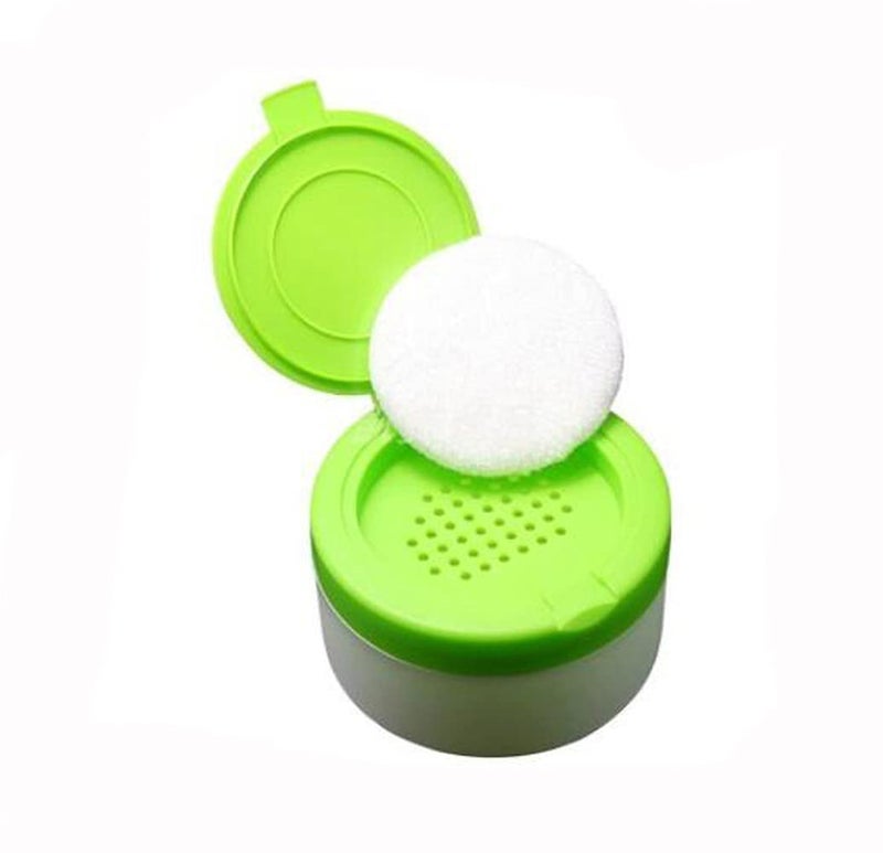 XINGZI 1Pcs Empty Refillable Baby Talcum Powder Box with Green Lid Sifter and Powder Puff Baby Skin Care Powder Case Loose Powder Jar Container Bottle Holder for After-Bath - Image 3